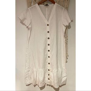 Chelsea + Theodore Linen Rayon Midi Dress SZ MED - White Minimalist Sustainable